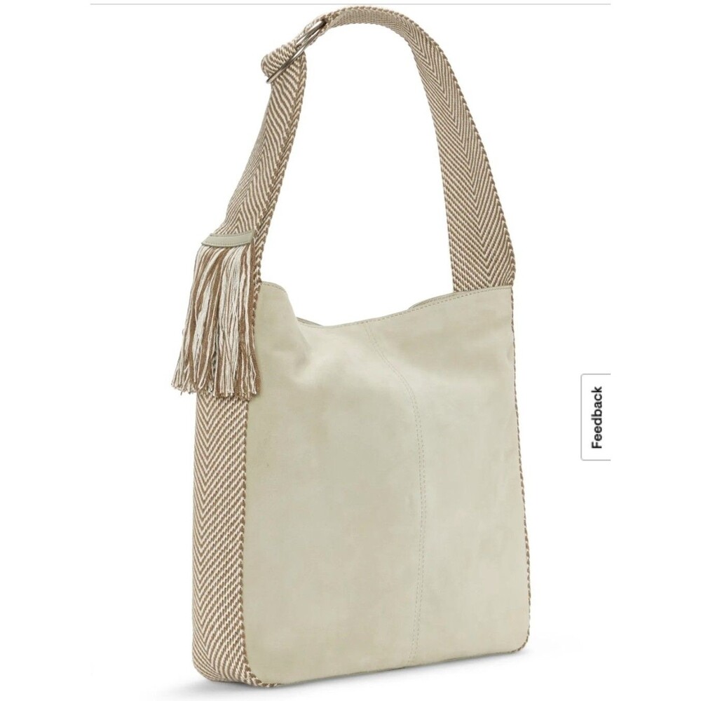 Lucky Brand Adyn Hobo Bag-Genuine Leather & Suede- Light Green-Medium
